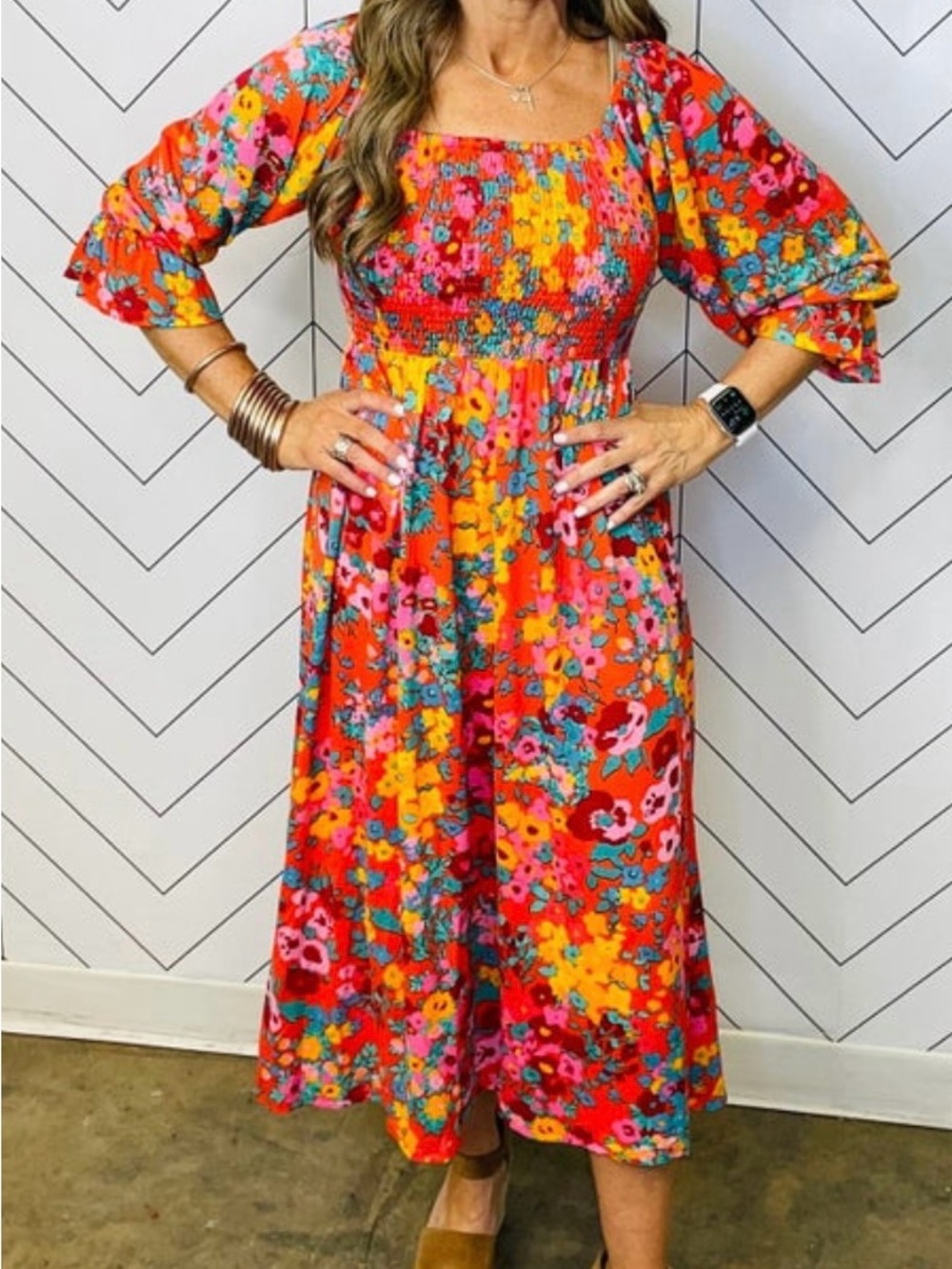 Sugarlips Floral Midi Dress in Red Multi